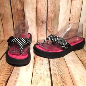 Dr. Scholl's 'Shout 2' Black w/White Polka Dots Slide-on Thong Sandals Size 7